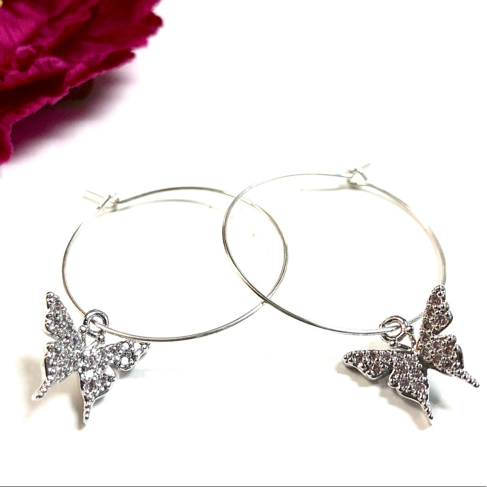 Butterfly Earrings, Hoops, Dragonfly, Flower, Boho